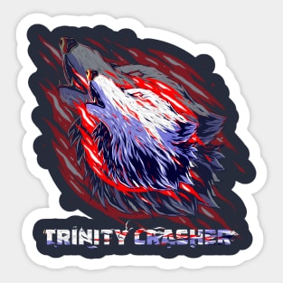 Trinity Crasher fury a Cool red and white Wolf Sticker